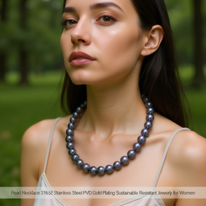 Collier de perles en acier inoxydable 316L plaqué or PVD, bijoux durables et résistants pour femmes - Product Image 3