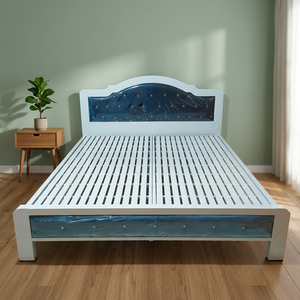 Lit à sommier en fer classique de 1,8 m/2 m avec tête de lit, montage facile, plusieurs couleurs disponibles - Product Image 3