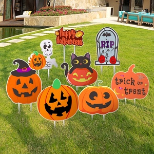 Decoraciones de Halloween para Jardín, Letrero Decorativo con Esqueleto, Gato Negro y Calabazas, Material PP, Adornos para Fiestas Familiares - Product Image 3