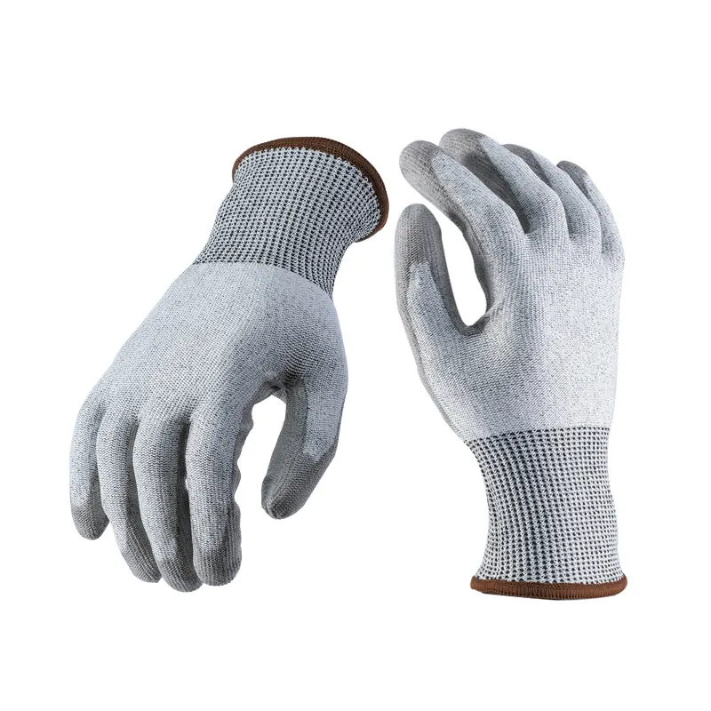 Ansi 3 Custom Anti Slip 13 Gauge HPPE CE Hand Protection Construction Safety Work PU Coated cut resistant gloves