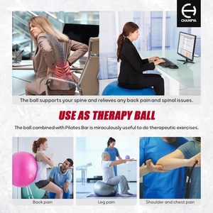 Barra de Pilates Silla de pelota de yoga y pelota de equilibrio para el embarazo, pelota de estabilidad y barra de Pilates de acero inoxidable para entrenamiento - Product Image 4