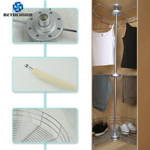 Betoci Corner Rotating <b>Clothes</b> <b>Rack</b> Stainless Steel 360 Degree Wardrobe Clothing Organizer Standing Type YG118 - Product Image 1