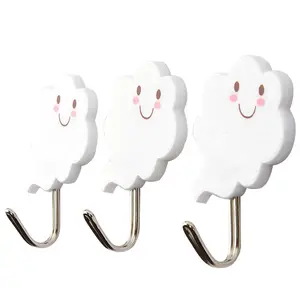 LTT1740 High Quality 3PCS/Pack White Clouds Strong Adhesive Hook Kitchen Wall Rack Plastic Wall Hook