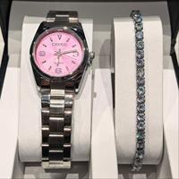 CHENXI 003A Nouvelles Combinaisons avec Bracelet Chaîne Diamantée + Coffret Cadeau Exquis, Ensemble Montre Luxe 2 Pièces Tendance, Cadeaux pour Femmes
