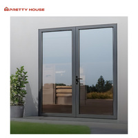 Porte d'entrée double moderne en aluminium avec verre trempé pour villa, style français, conforme NFRC