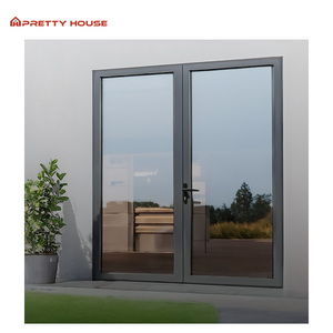 <span class=keywords><strong>Porta</strong></span> d'Ingresso Doppia in <span class=keywords><strong>Alluminio</strong></span> con Vetro Temperato, Stile Francese Moderno, Certificata NFRC, per Ville Residenziali - Product Image 5