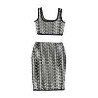 ADYABY Ensemble deux pièces de haute qualité pour femme, style bandage, sexy, avec gilet en jacquard tricoté et jupe moulante