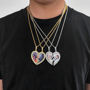 Colgante Hip Hop con Foto de Corazón Magnético, Chapado en Oro Personalizado, Engaste de Puntas, Plata 925, Moissanita, Joyería Fina Brillante para Conciertos - Product Image 6