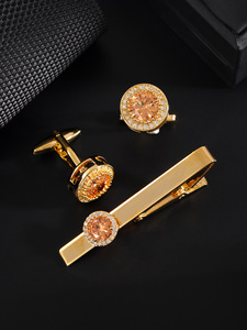 Ánh sáng sang trọng mới của nam giới tất cả các trận đấu kim cương nạm phù hợp với Khuy măng sét và tie clip Set - Product Image 5