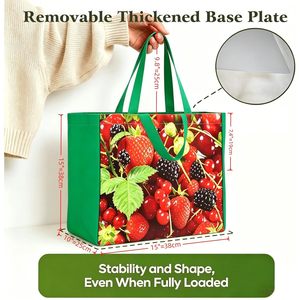 <b>Extra</b> <b>Large</b> Reusable Canvas Grocery Bag Heavy Duty Foldable 6 Pockets Multi Compartment Tote For Shopping - Product Image 4