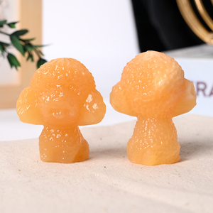 Sculptures d'animaux en pierre naturelle en gros : Adorables sculptures d'ours-chien en calcite jaune pour la décoration intérieure - Product Image 5
