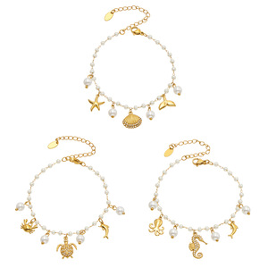 Bracelet en acier inoxydable plaqué or de la série Mili Ocean, incrusté de zircon et de pierres naturelles, légèrement luxueux, cadeau haut de gamme pour femmes - Product Image 5