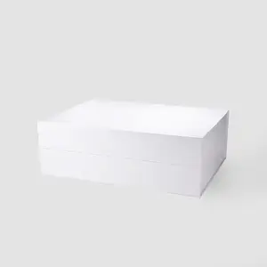 Kotak Hadiah Eceran Penutupan Magnetik Dapat Dilipat Sangat Besar Putih Kemasan Kotak Keranjang