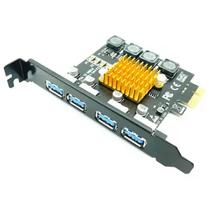 PCIE USB 3.0提升卡适用于桌面专业4端口PCI-e到USB3.0集线器PCI快递扩展卡适配器5gbps速度