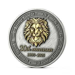 Moneda Conmemorativa Personalizada de Aleación de Zinc 3D con Cabeza de León, Fundida a Presión, para el 30.º Aniversario del Día Nacional y Navidad - Product Image 1