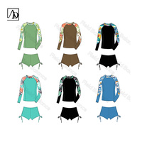 Aide Rash Guard Floral Leopard Digitale Print Lange Mouwen Surfkleding Dames Op Maat Bescheiden Zwemkleding 2-delig Set OEM
