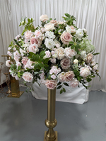 Nouvel Arrivage – Arrangements Floraux de Mariage en Gros de 70 cm : Roses Roses Romantiques et Hortensias Verts pour Décoration de Table