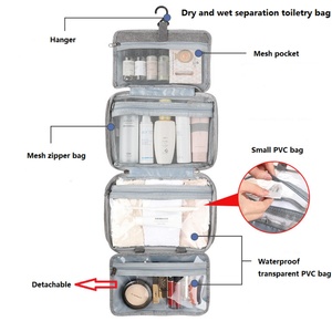Trousse de Toilette de Voyage Grande Capacité Imperméable Pliable avec Séparation Humide/Sèche, Sac de Maquillage Suspendu pour Femme, Kit Complet - Product Image 6