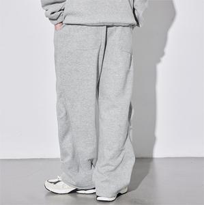 Pantalons de jogging décontractés pour hommes, coupe ample, teint en pièce, en laine, taille élastique, taille mi-haute, jambe droite ouverte, 320 g - Product Image 5