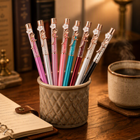 Penna a Sfera 3D con Fiore in Cristallo, Apertura a Rotazione in Metallo, Logo Personalizzato, Etichetta Privata, Colore Personalizzato, Pronta per FBA, Piccoli Lotti