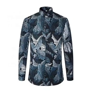 <span class=keywords><strong>Chemise</strong></span> décontractée à manches longues pour hommes pour l'été, le printemps Impression 3D Design Polyester simple boutonnage <span class=keywords><strong>XL</strong></span> rayé anti-rides Satin tissé - Product Image 3