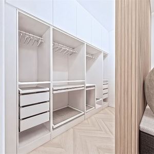 Dual-<b>Door</b> Foldable & Extendable Wooden High-End Wardrobe with <b>Mirror</b> Amoires Closet <b>for</b> Living Room Home Furniture - Product Image 4