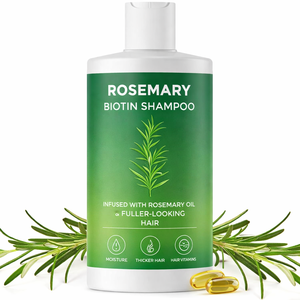 Champú Voluminizador con Biotina y Romero para Cabello Rizado, Fórmula Vegana Engrosadora, Vitaminas B, Aceite de Árbol de Té, <span class=keywords><strong>Sin</strong></span> Sulfatos ni <span class=keywords><strong>Siliconas</strong></span>, para el Crecimiento - Product Image 1