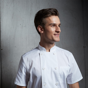 OEM Wholesale Custom Summer Hotel Uniforms <strong>Black</strong> Short Sleeve Restaurant and Hotel Kitchen Work Wear <strong>Chef</strong> <strong>Jacket</strong> - Product Image 3