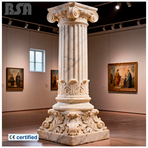 Columnas Romanas de Mármol Talladas a Mano, Esculturas de Columnas de Piedra Natural Decorativas Arquitectónicas para Decoración de Exteriores - Product Image 1