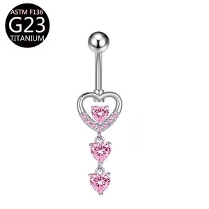 Titanyum Zirkon Kalp Piercing Göbek Deliği Halkası Kelebek Göbek Halkaları Toptan Moda Düğün Trendi Yüzen - Product Image 5
