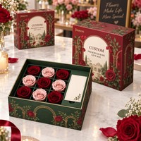 Personalisierte Geschenkbox mit Logo für Valentinstag, konservierte Rose, CMYK-bedruckte, beschichtete Papierbasis und Deckel, Verpackung für Schmuck und Blumen