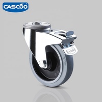 CASCOO Roulettes industrielles en nylon élastique de 5 pouces Roue de chariot à roulement à billes noire avec roulettes pivotantes pour conteneur d'expédition