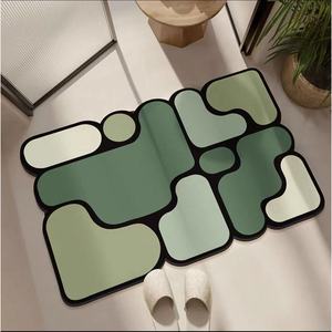 Tapis de bain géométrique coloré en terre de diatomée, antidérapant et absorbant, design minimaliste, forme personnalisée - Product Image 2