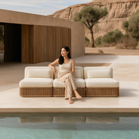 Ensemble de canapés modernes pour l'extérieur, chaise de loisirs, meubles de luxe en teck pour patio, balcon, jardin, imperméable et durable