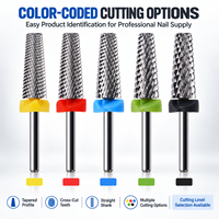 Embout de perceuse à ongles en carbure de tungstène conique à tête plate, personnalisé OEM, avec options de coupe codées par couleur pour les professionnels de l'industrie des ongles