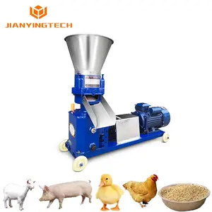 Máquina de pellets de alimentación para ganado y ovejas, máquina de pellets de alimentación de grano pequeño, máquina de pellets de alimentación de paja de extrusión de 2 ruedas de presión