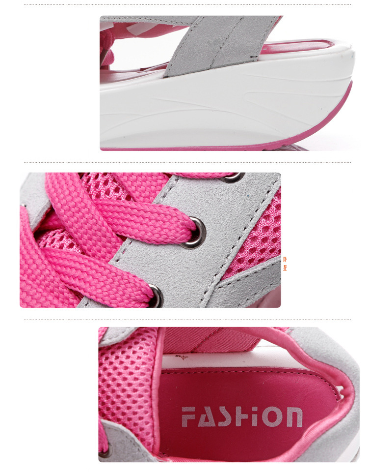 Summer Fish Mouth Thick Soles Raised Shaking Shoes Sandals Casual Sports Casual Mesh Fabric Shoes