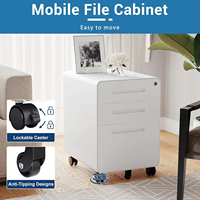 Armoire de classement mobile moderne à 3 tiroirs avec serrure, en métal, pour bureau, école, salon, maison - Formats Lettres/Légal/A4