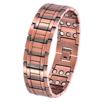 Pulsera Deportiva Magnética Terapéutica con Patrón Geométrico para Hombre, Versión Ancha, Completamente Magnética, de Cobre Rojo, para la Salud