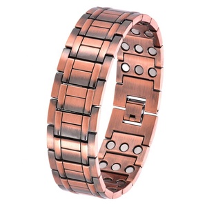Pulsera Deportiva Magnética Terapéutica con Patrón Geométrico para Hombre, Versión Ancha, Completamente Magnética, de Cobre Rojo, para la Salud - Product Image 4