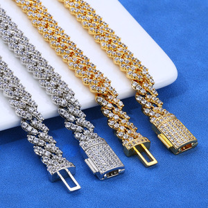 XIYUN <span class=keywords><strong>Cadena</strong></span> Cubana de Alta Calidad Estilo Hip Hop, 8mm de Ancho, Plata de Ley 925 con Moissanita Certificada IGI, Joyería de Lujo - Product Image 5