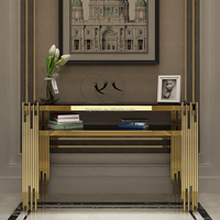 Table console de luxe en marbre trempé verre inoxydable or Style moderne pour meubles de table de contrôle de couloir de salon
