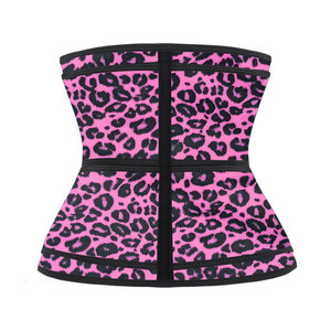 NANBIN Pink Leopard Double Straps Latex <strong>Waist</strong> <strong>Trainer</strong> <strong>Women</strong> Plus Size Tummy Tucker Body Shaper Fitness Girdle Corset - Product Image 3