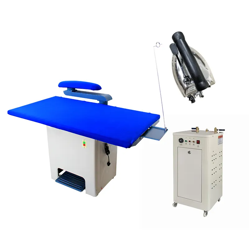 Popular set of steam iron machine industrial garment vacuum ironing table for laundry shop with manual boiler and iron