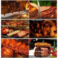Mesin Panggang Daging Rodizio Brasil Baru, Tahan Lama, Berbahan Baja Anti Karat, dengan Pemanggang Listrik untuk Daging Picanha, Cocok untuk Luar Ruangan