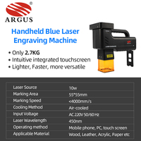 ARGUS Mini Incisore Laser a Luce Blu Portatile da 2,7 KG per Legno e Pelle, Macchina per Marcatura Laser con Schermo Touch