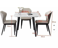 Ensemble de table à manger carrée moderne avec chaises rembourrées, plateau en bois gris et blanc, pieds noirs, hauteur réglable, meubles pour la salle à manger