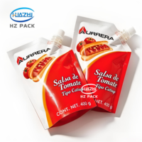 Pochettes souples personnalisées imprimées, qualité alimentaire, anti-humidité, avec bec verseur, 200ml 300ml, pour pâte de tomate, ketchup, miel, confiture, moutarde, bière et jus