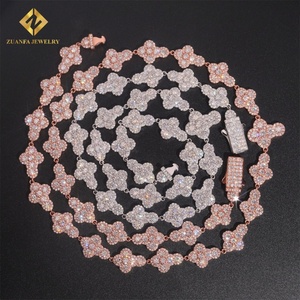 Fine <b>Men</b> Women VVS Moissanite Hip Hop Necklace 925 Sterling Sliver Iced Out <b>Cross</b> Style Moissanite Cuban Link Chain - Product Image 4