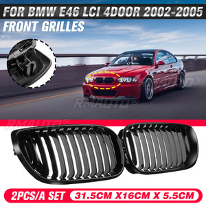 2 pièces pour BMW, calandre avant de voiture, grilles de course, noir brillant, série 3 E46 4 portes 318i 320i 325Xi 330Xi 2002 2003 2004 2005 - Product Image 1